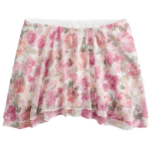 Hollister Pink Floral Ruffle Chiffon Mini Skirt XS - Picture 2 of 8